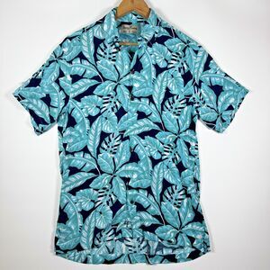 Kenny Flowers Island Classic Shirt Mens Medium Hawaiian Button Up Tropical Leaf
